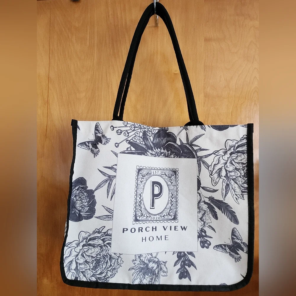 Porch View Home.Floral Tote Bag